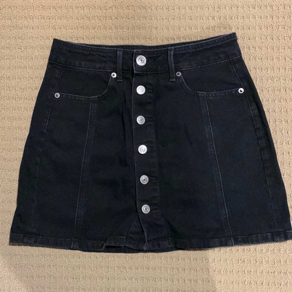 American Eagle black denim skirt, size 0